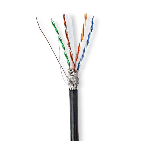 Nedis CAT6 netværkskabel rulle | Solid | S/FTP | CCA | 305 m | Udendørs | Runde | PE | Sort | Trækboks