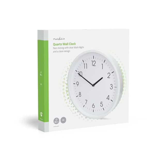 Nedis Väggklocka | Diameter: 360 mm | ABS | Tyst rörelse | Vit