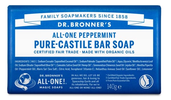 Dr. Bronner's Dr. Bronner's – Tvål i fast form, pepparmynta, 140 g