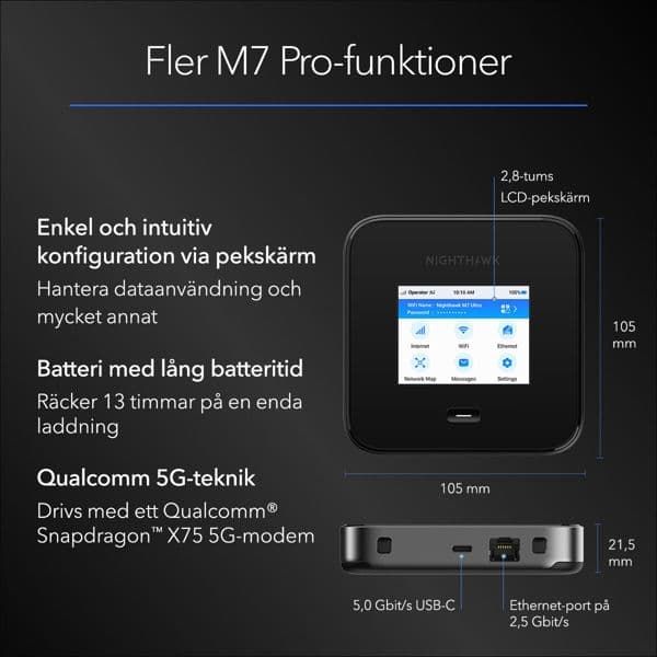 Netgear Router Nighthawk M7 Pro 5G WiFi7 Hotspot NETGEAR
