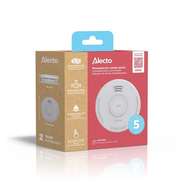 Alecto Røykvarsler med 5 års batteri Hvit