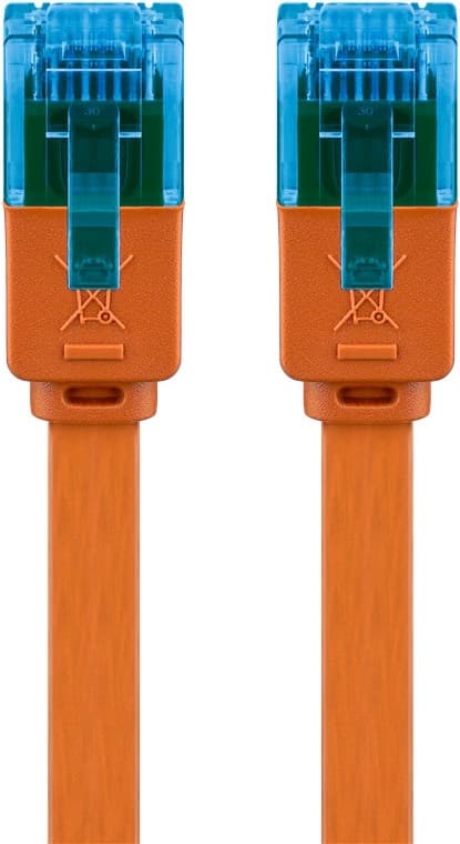 Goobay CAT 6A platt patchkabel, U/UTP, orange kopparledare (CU), 2 m