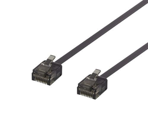 DELTACO U/UTP Cat6a patchkabel, flat, 1mm tjock, 0,15m, svart
