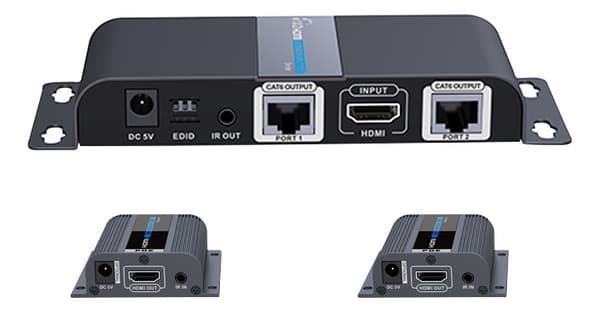 1X2 HDMI Extender Splitter over CAT6/6a/7 40m med IR pass-back