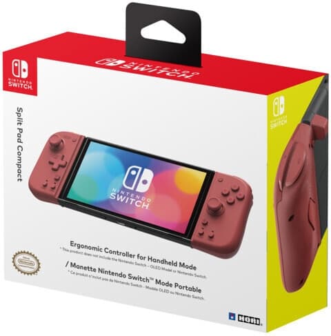 Hori Split Pad Compact -spelkontroll, röd, Switch / Switch OLED