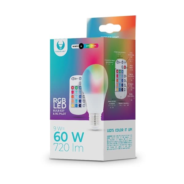 Forever Light Fjernstyret LED-pære RGB, E27 A60 9W