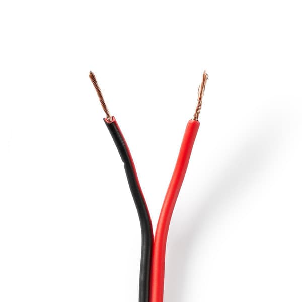 Nedis Speaker Cable | 2 x 0.75 mm² | CCA | 100 m | Rund | PVC | Rød / Sort | Pakk Inn