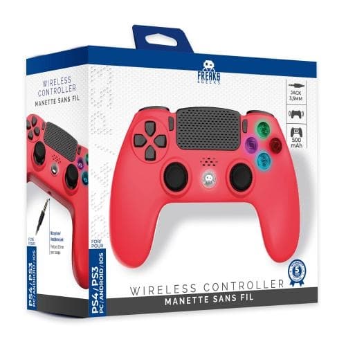 Trade Invaders Trådløs controller til PS4 med 3,5 mm jackstik - LED - Rød