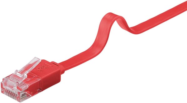 Goobay CAT 6 flat patchkabel, U/UTP, rød kobberleder (CU), 2 m