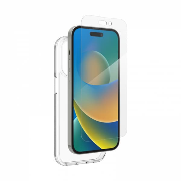 ZAGG Bundle-paketti: Näytönsuoja + läpinäkyvä kotelo iPhone 14 Pro Maxille