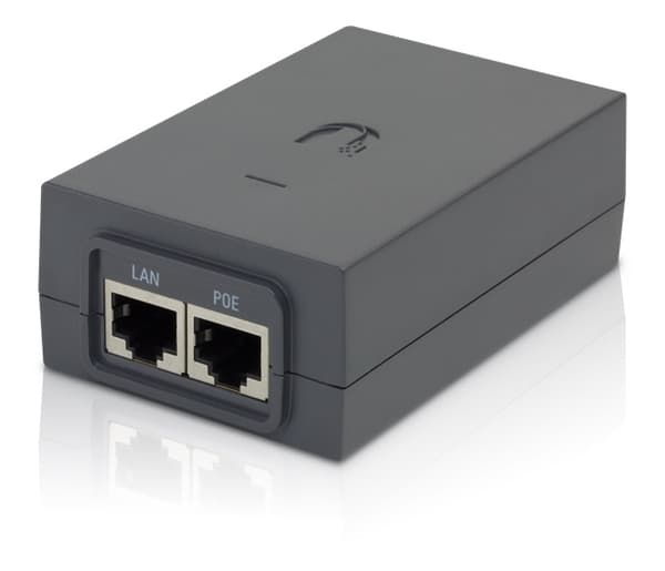 Ubiquiti PoE-sovitin, 48V ulostulo, GbE, ESD-suojaus, musta