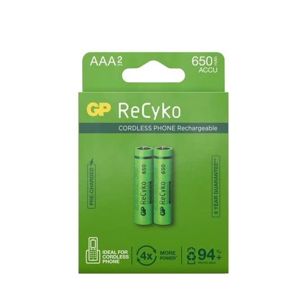 GP ReCyko NiMH 650mAh AAA 2-pakkaus (PB)