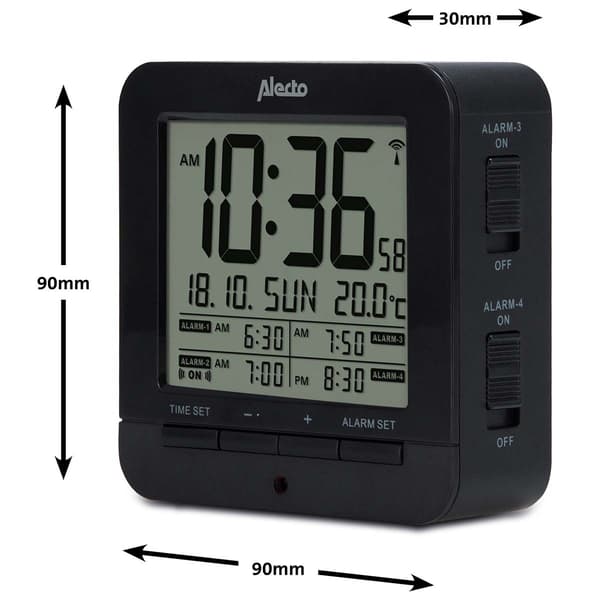 Alecto Vekkerklokke med termometer
