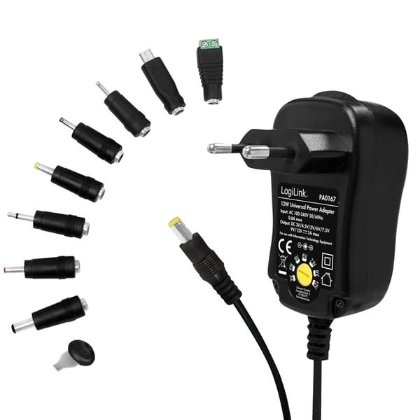 LogiLink Strømadapter 230V-> 3-12V 1A 12W