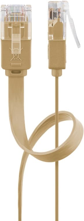 Goobay CAT 6 flat patchkabel, U/UTP, lysebrun kobberleder (CU), 3 m