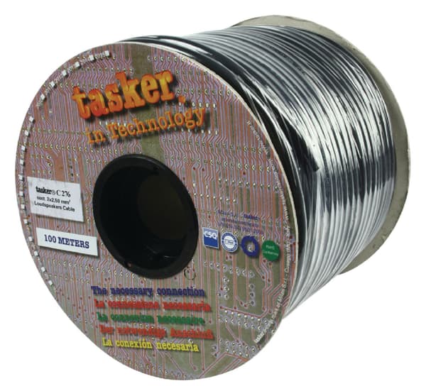 Tasker Kaiutinkaapelikela 2x 2.50 mm² 100 m Musta