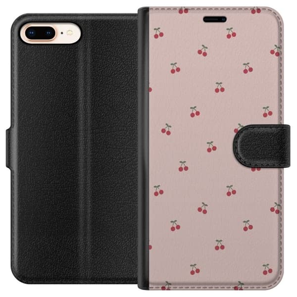 Tegnebogsetui til Apple iPhone 7 Plus med Kirsebær motiv