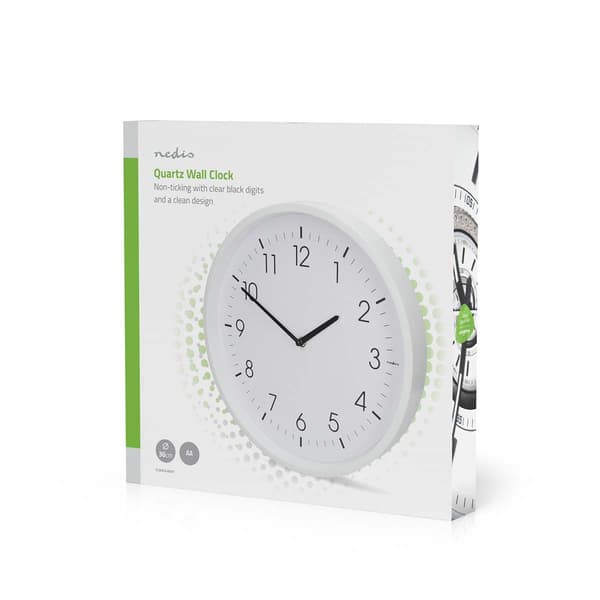 Nedis Väggklocka | Diameter: 360 mm | ABS | Tyst rörelse | Vit