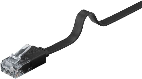 Goobay CAT 6 flat patchkabel, U/UTP, svart kobberleder (CU), 2 m