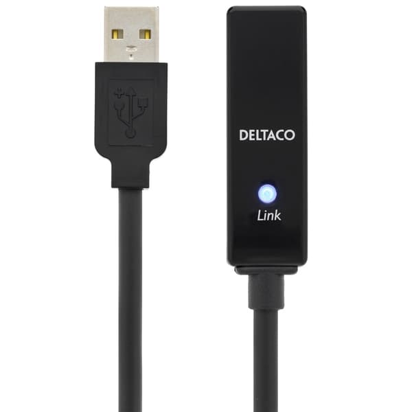 DELTACO USB forlengningskabel, aktiv,USB 2.0,10m