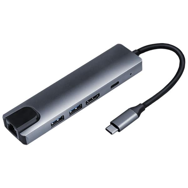 USB-C Hub 5 porttia, harmaa