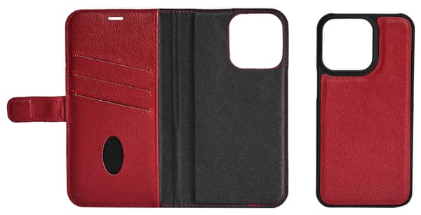 Essentials iPhone 13 Pro leather wallet, detachable, Red