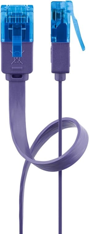Goobay CAT 6A platt patchkabel, U/UTP, violett kopparledare (CU)