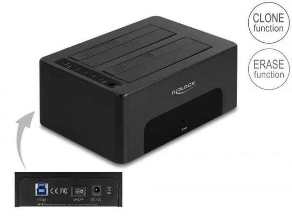 DeLOCK Dobbel dokkingstasjon for 2 x SATA HDD / SSD