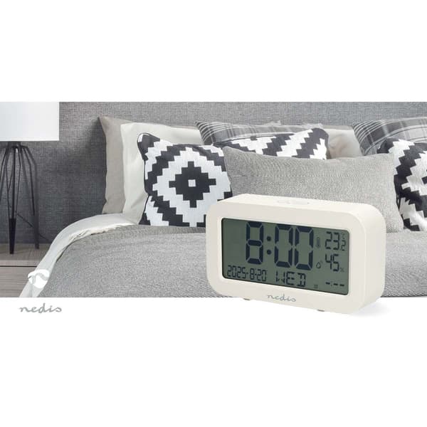 Nedis Digital Desk vekkerklokke | LCD | Bakgrunnsbelysning | slumrefunksjon | Datovisning | Timer | Hvit
