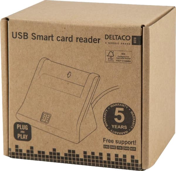 DELTACO USB-sirukortinlukija, musta