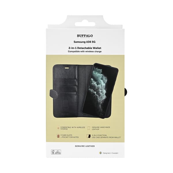 Buffalo Wallet 2i1 Samsung A36 5G Læder 3 Kort Sort