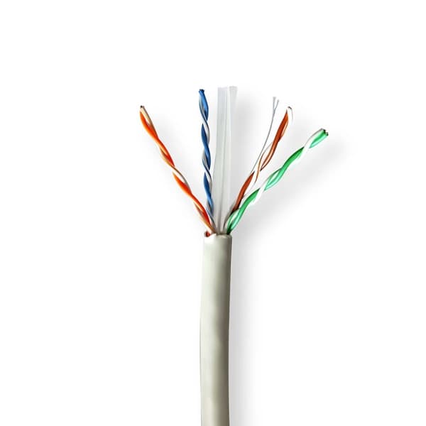 Nedis CAT6 netværkskabel rulle | Solid | U/UTP | Kobber | 100 m | Indendørs | Runde | LSZH | Grå | Trækboks