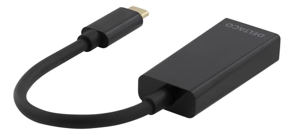 DELTACO sovitin USB 3.1 - DisplayPort, USB Type C  - DP naaras, musta