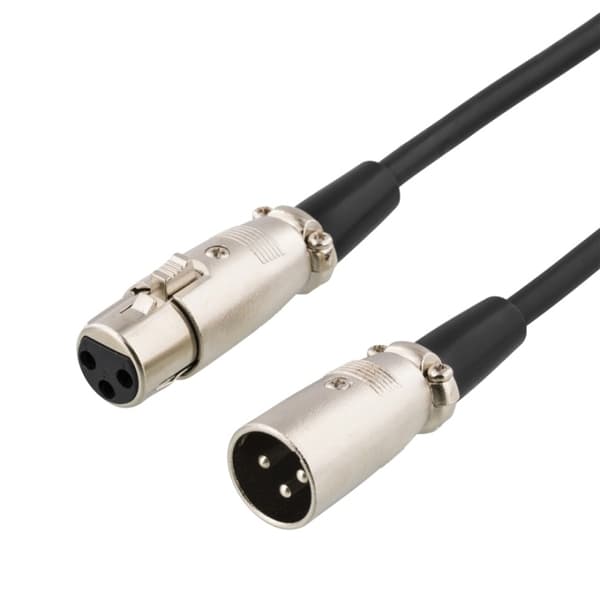 DELTACO XLR-lydkabel, 3-pin han - 3-pin hun, 3m, sort