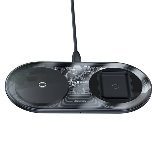 Baseus trådløs oplader 2-i-1 18W, gennemsigtig