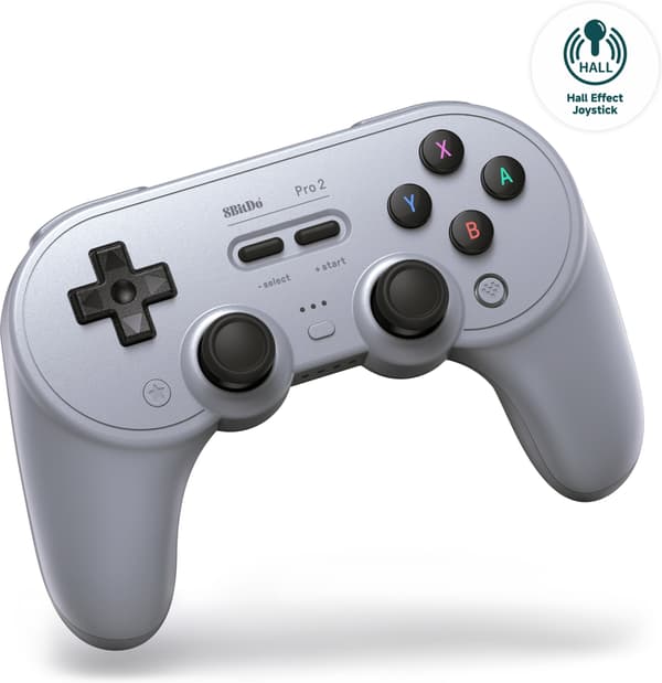 8BitDo PRO 2 - Hall Edition trådlös spelkontroll, Grå, Switch / PC / Android