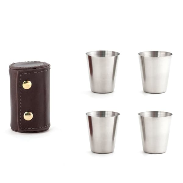 Kikkerland Shotglas med läderfodral