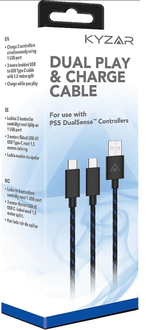 Kyzar Ladekabel for 2 DualSense-kontrollere