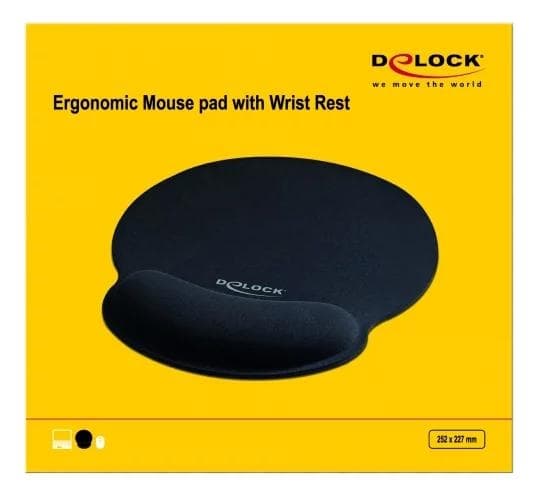DeLOCK Ergonomisk musematte med håndleddsstøtte, svart 252 x 227 mm