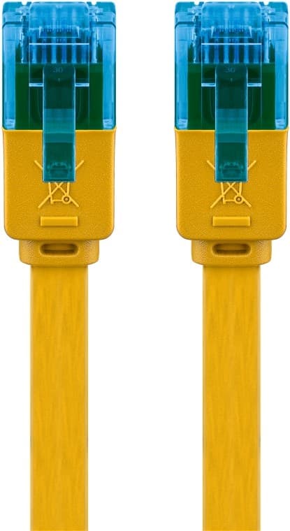 Goobay CAT 6A platt patchkabel, U/UTP, gul kopparledare (CU), 0.5 m