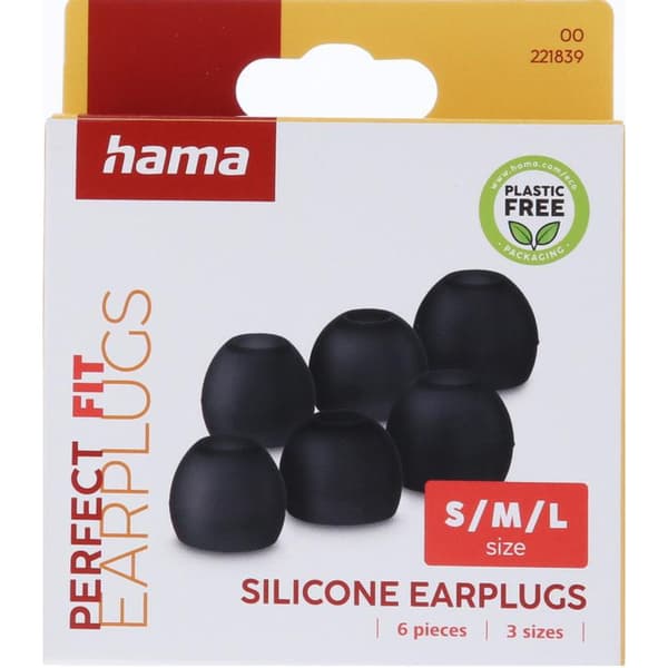 Hama Erstatnings Øreputer Silicone 6-Pack Svart