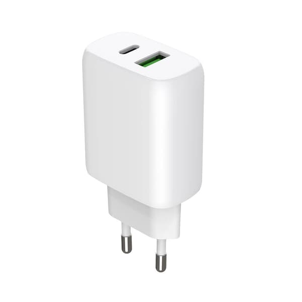 Gear Oplader 220V 1xUSB-C + 1xUSB-A PD/PPS 30W + 18W QC Hvid