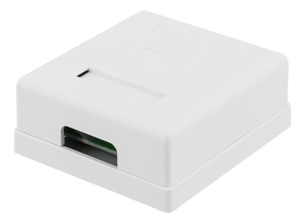 DELTACO unshielded network socket, Surface UTP 2xRJ45, Cat6, white