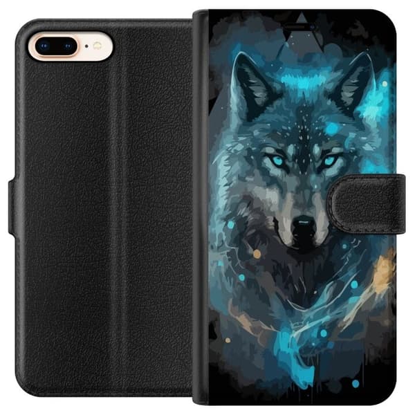 Tegnebogsetui til Apple iPhone 7 Plus med Ulve motiv
