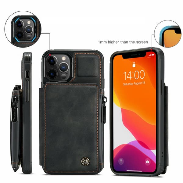Plånboksfodral till iPhone 13 Pro, Svart