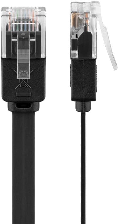 Goobay CAT 6 flat patchkabel, U/UTP, svart kobberleder (CU), 15 m