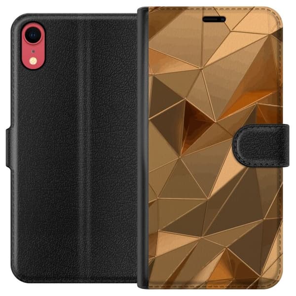 Tegnebogsetui til Apple iPhone XR med 3D Guld motiv