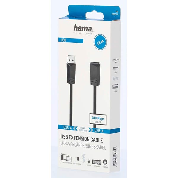 Hama USB Forlængerkabel 480 Mbit/s 1,5m Sort