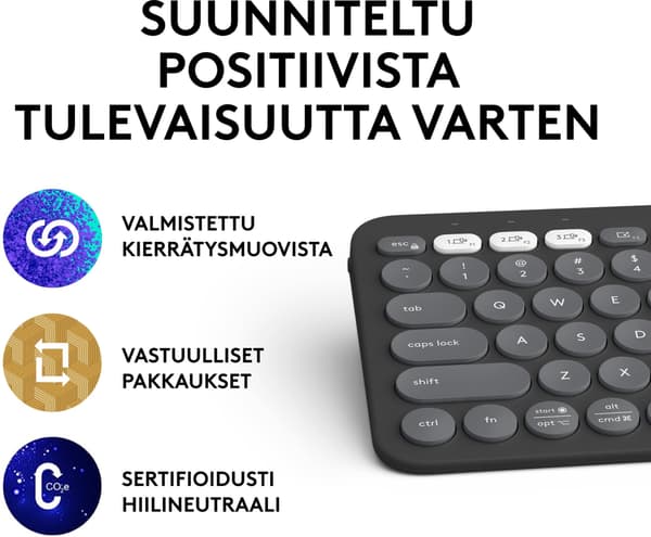 Logitech Pebble Keys 2 K380s-tastatur, gråt