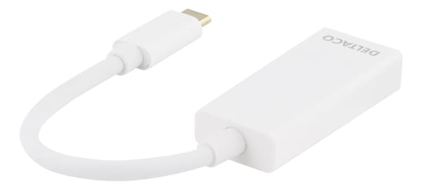 DELTACO USB 3.1 till DP adapter, Typ C - DP, 4K, UHD, vit